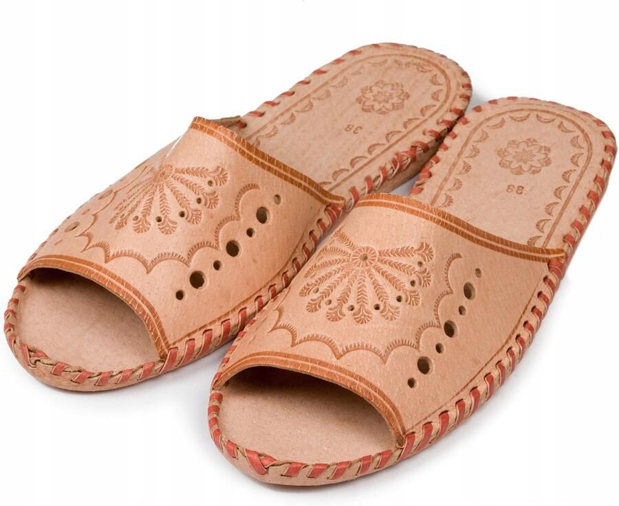 Nowo Dames Pantoffels Leer Bruin Huis Slipper