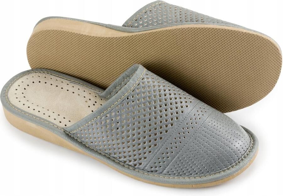 Nowo Dames Pantoffels Leer Grijs Comfort & Stijl