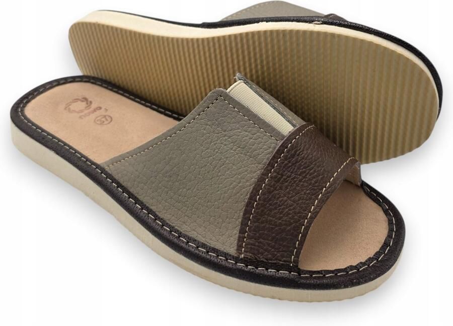 Nowo Dames Pantoffels Leer Natuurlijk Comfortabel met Elastiek