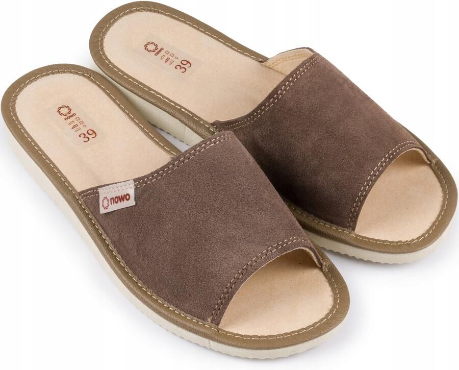 Nowo Dames Pantoffels Leer Suède Comfortabele Huisschoenen