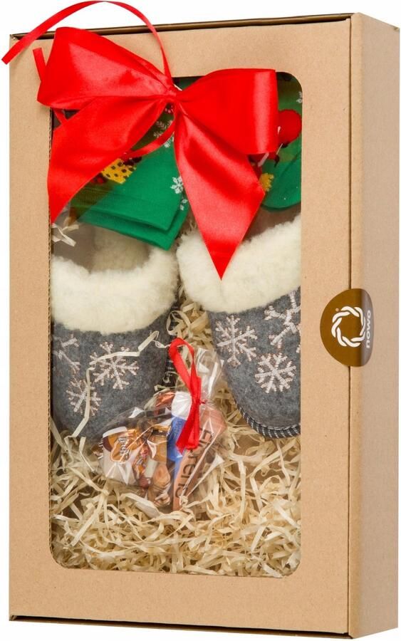 Nowo Dames Pantoffels met Sokken Warme Kerstcadeau Set