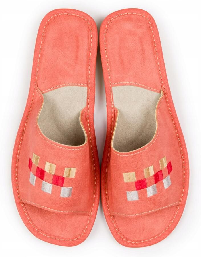 Nowo Dames Pantoffels Oranje Leer Comfort & Stijl
