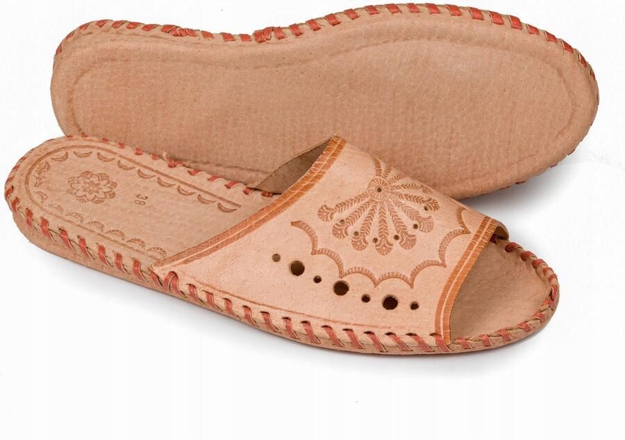 Nowo Dames Pantoffels van Leer Brons