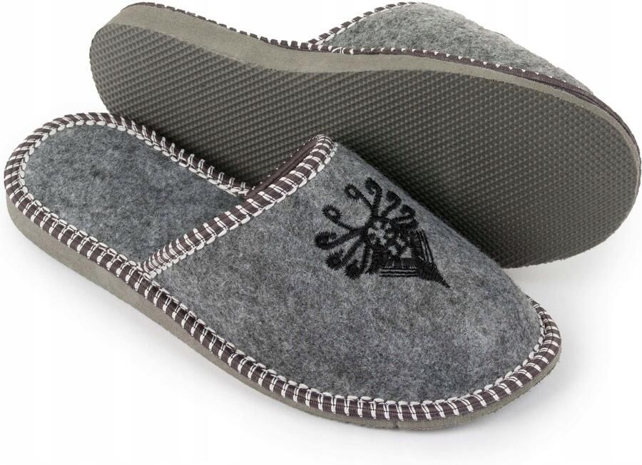 Nowo Dames pantoffels van vilt grijs bergschoen-stijl met parzenica