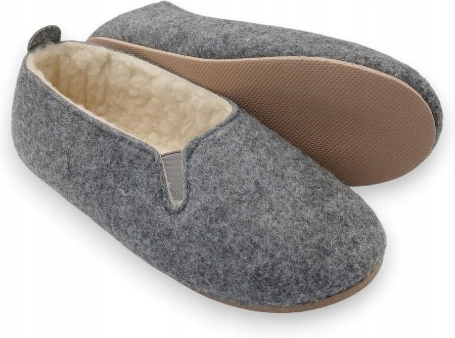 Nowo Dames pantoffels van vilt warm en comfortabel grijs