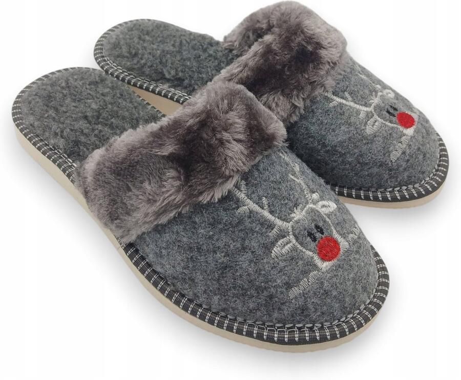 Nowo Dames pantoffels warm vilten met rendier