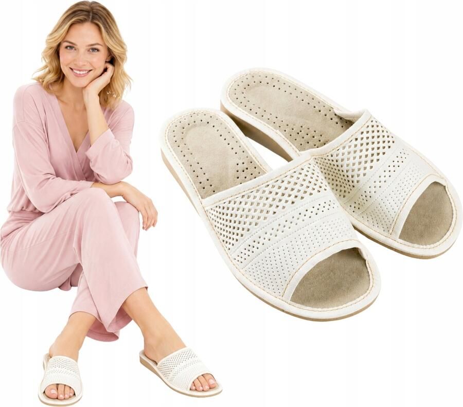 Nowo Dames Pantoffels Wit Instappers Open Teen Comfortabel