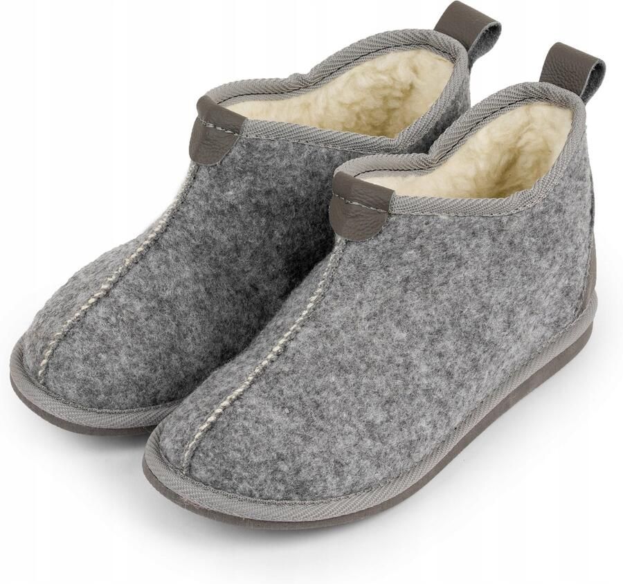 Nowo Dames Pantoffels Wol Filc Grijs Warm & Comfortabel