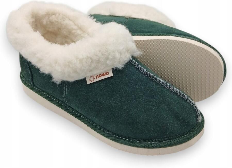 Nowo Dames Pantoffels Wol Leer Groen