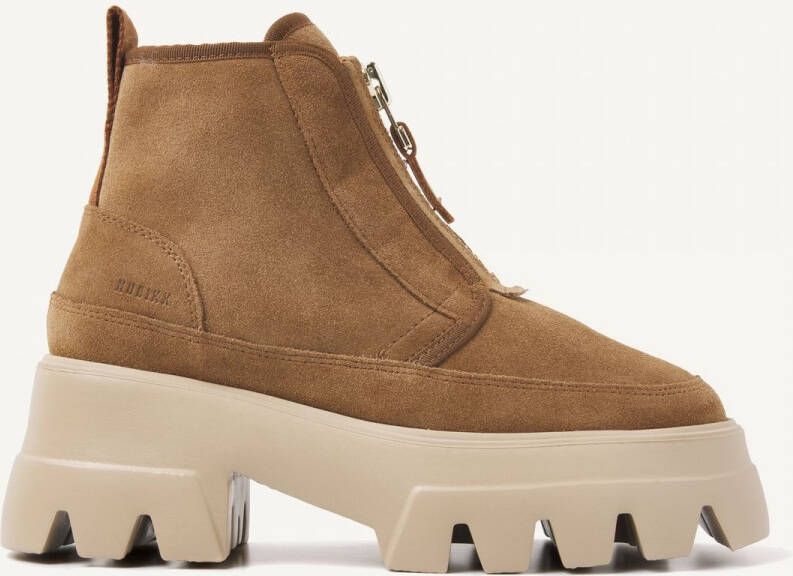 Nubikk Gorpcore outdoor FAshion bruin Tinten Flore Rock Fur Enkelboots Enkellaarsjes Dames Camel