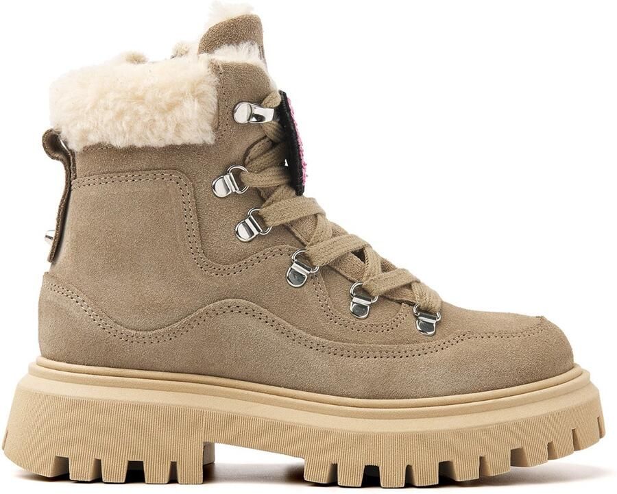 Nubikk Fae Montagne JR suède veterboots taupe Bruin Meisjes Suede Effen 25