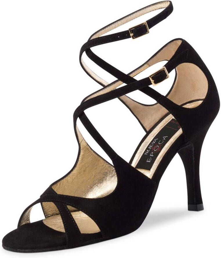 Nueva Epoca Amalia Dansschoenen voor Dames Salsa Latin Argentijnse Tango Hoge Danshakken Stiletto hak Suede zolen Open neus Zwart