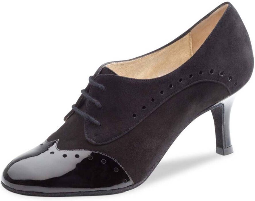 Nueva Epoca Karen Dichte Dansschoenen Dames met Hak Veterschoen Dames Latin Salsa Argentijnse Tango Bachata Suede Lakleer Suede zolen Zwart