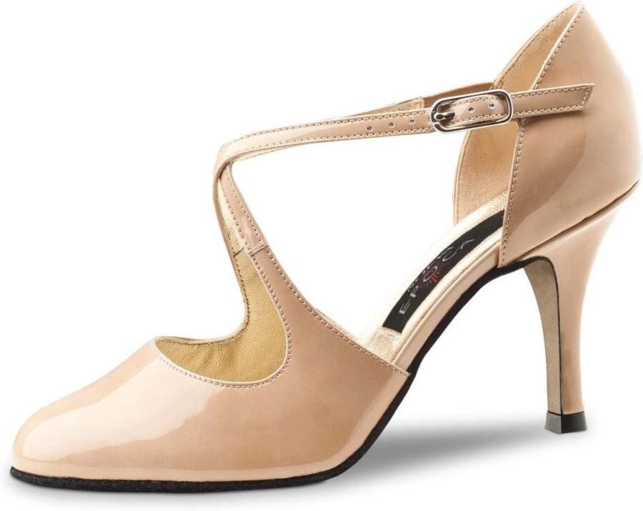 Nueva Epoca Aurora LS Lederen Zool Dansschoenen voor Dames Beige Lakleer Stiletto Hak Buiten Dansschoenen Dichte Teen Tango Latin Salsa Kizomba Beige
