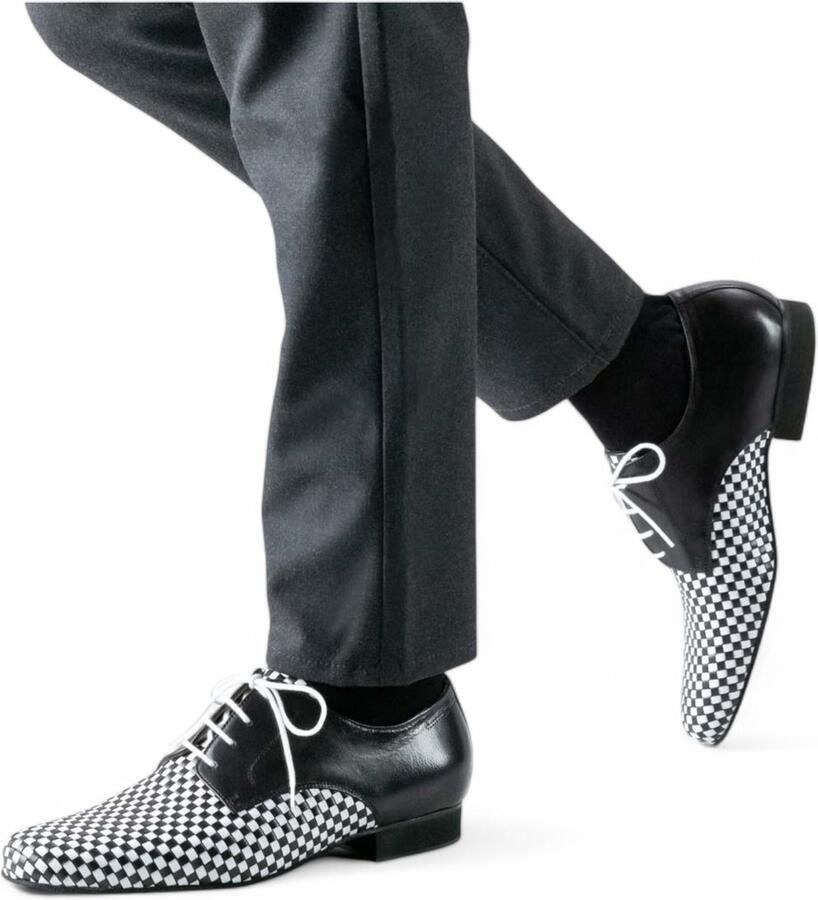 Nueva Epoca Cordoba Argentijnse Tango Dansschoenen Heren Zacht leer Suède zool Gevlochten leer Vetersluiting Comfortabele pasvorm Nueva Epoca Zwart Wit