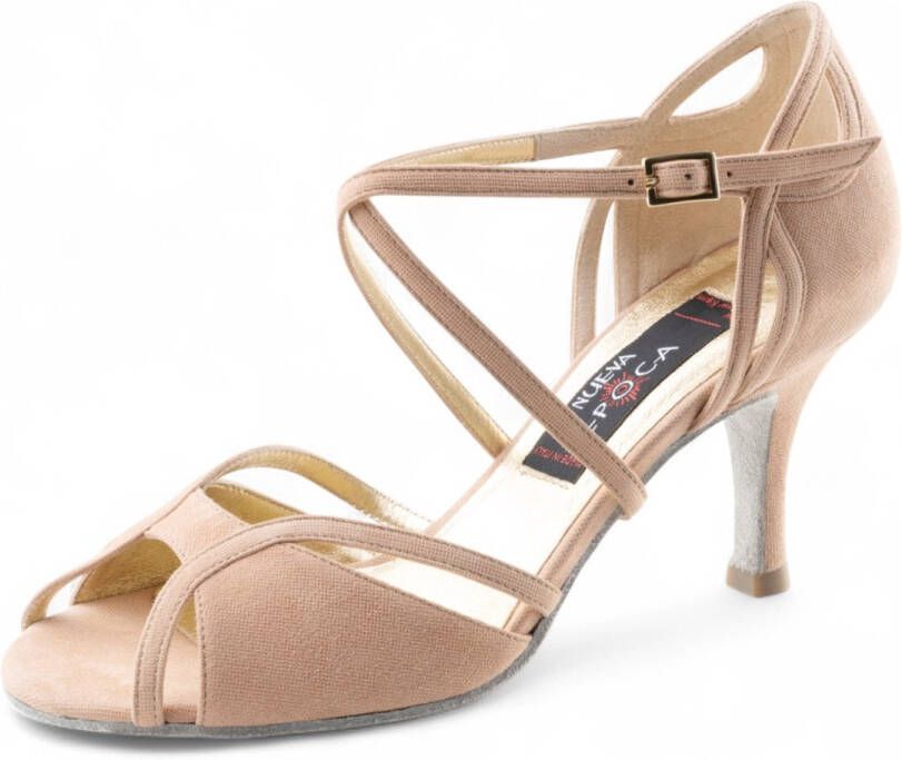 Nueva Epoca Ornella Open dansschoenen voor Latin danseres Slanke naaldhak Nikkelvrije gesp Suede zool Ademend leer Argentijnse Tango Salsa Kizomba Bachata