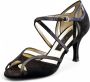 Nueva Epoca Shakira Latin dames dansschonen Hoge hak Kruisbandjes Verstelbaregesp Naaldhak Zwart suede Elegante open model Tango Salsa Kizomba Bachata Zwart - Thumbnail 1