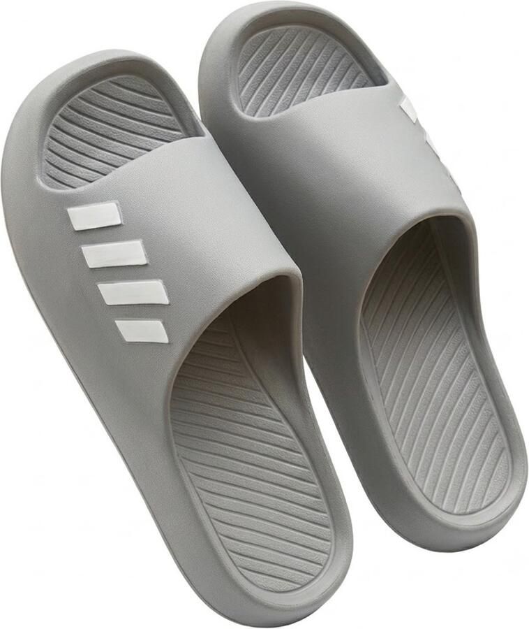 NUVEX Grijze badslippers en instap slippers antislip dik zool zacht voetbed open teen douche slippers strand slippers casual slippers geschikt voor binnen en buiten