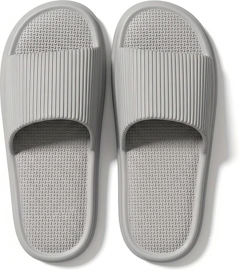 NUVEX Grijze badslippers unisex EVA slippers open teen antislip slippers voor en zachte zool instap slippers voor binnen buiten badkamer douche zwembad strand casual