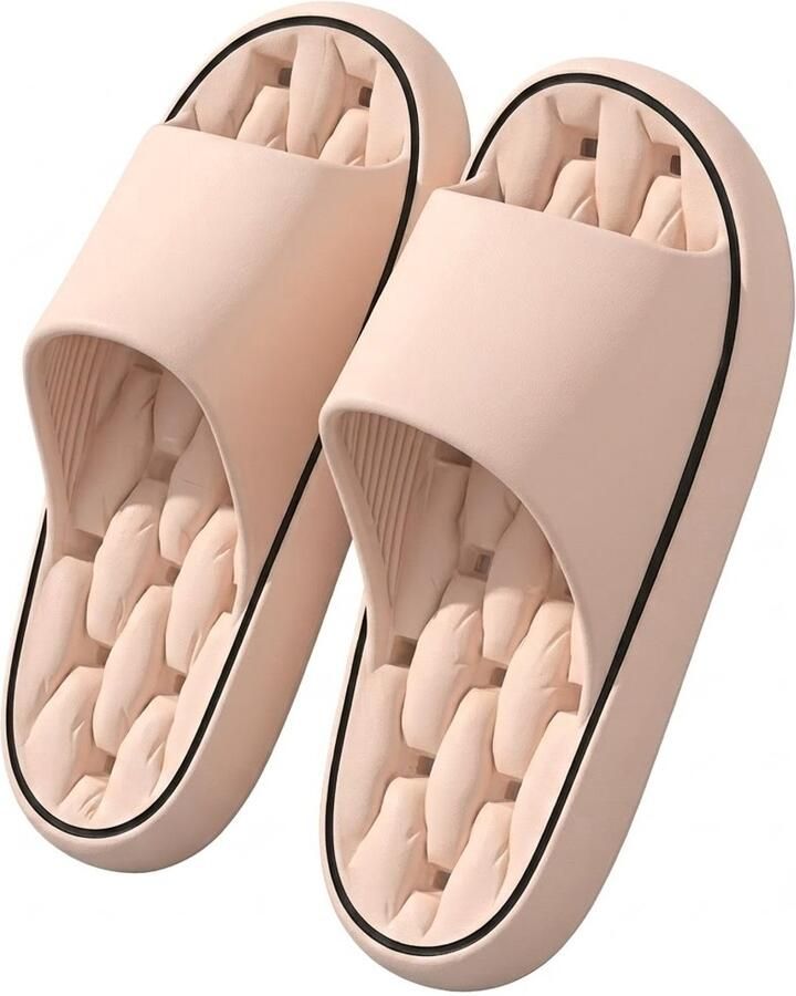 NUVEX Roze badslippers dames EVA instap slippers massage voetbed antislip dik zool lichtgewicht open teen douche slippers strand slippers geschikt voor binnen en buiten