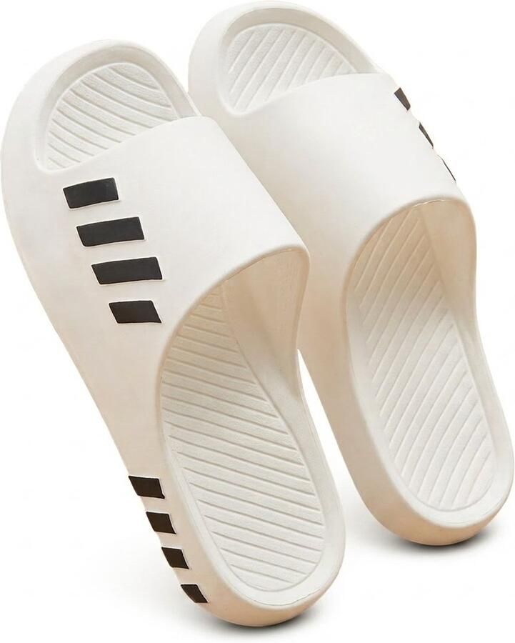 NUVEX Witte badslippers en instap slippers antislip dik zool zacht voetbed open teen douche slippers strand slippers casual slippers geschikt voor binnen en buiten