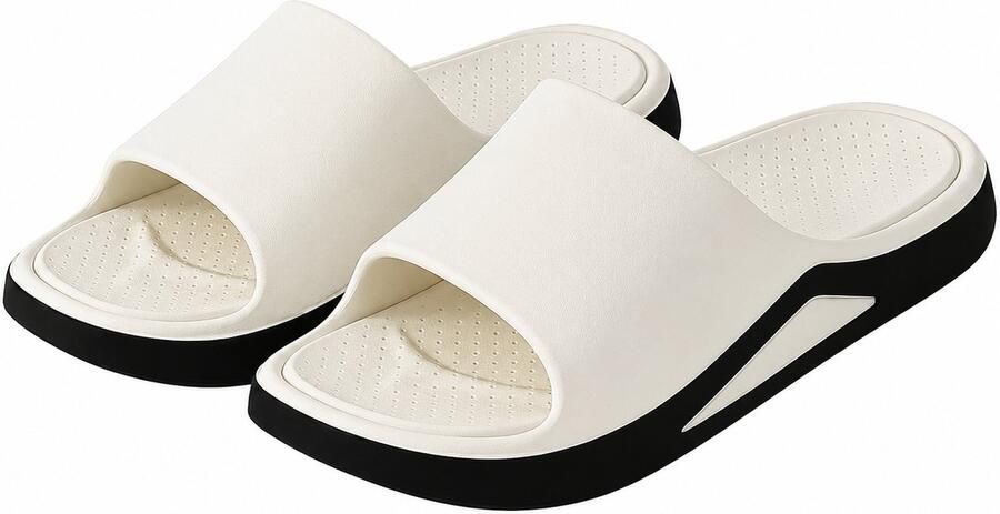 NUVEX Witte badslippers en instap slippers EVA antislip open teen dik zool lichtgewicht douche slippers strand slippers geschikt voor binnen en buiten