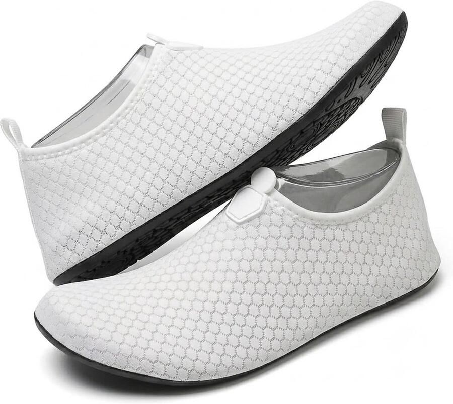 NUVEX Witte waterschoenen dames Lichtgewicht waterschoenen met antislip zool snel drogend flexibel instap model ademend mesh minimalistisch ontwerp geschikt voor surfen zwemmen yoga strand zwembad en binnen buiten gebruik