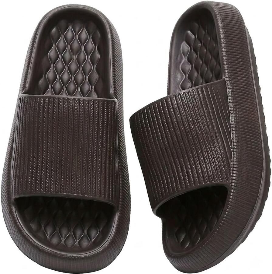 NUVEX Zwarte badslippers dames EVA instap slippers antislip dik zool zacht voetbed open teen lichtgewicht douche slippers strand slippers geschikt voor binnen en buiten