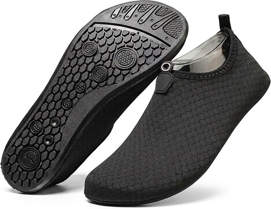 NUVEX Zwarte waterschoenen dames Lichtgewicht waterschoenen met antislip zool snel drogend flexibel instap model ademend mesh minimalistisch ontwerp geschikt voor surfen zwemmen yoga strand zwembad en binnen buiten gebruik