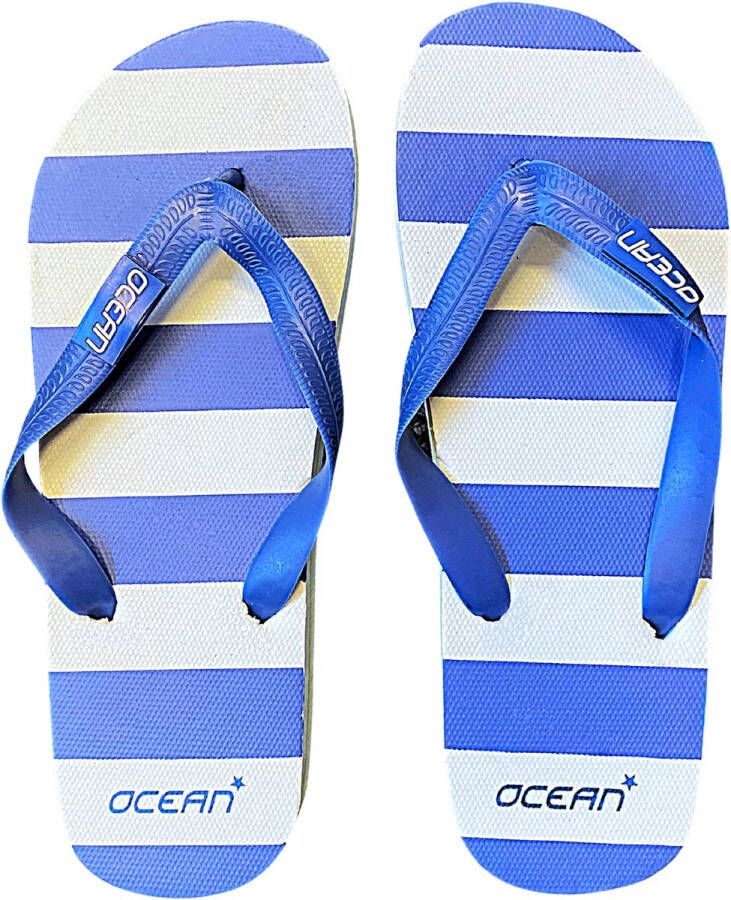 Streep slippers blauw