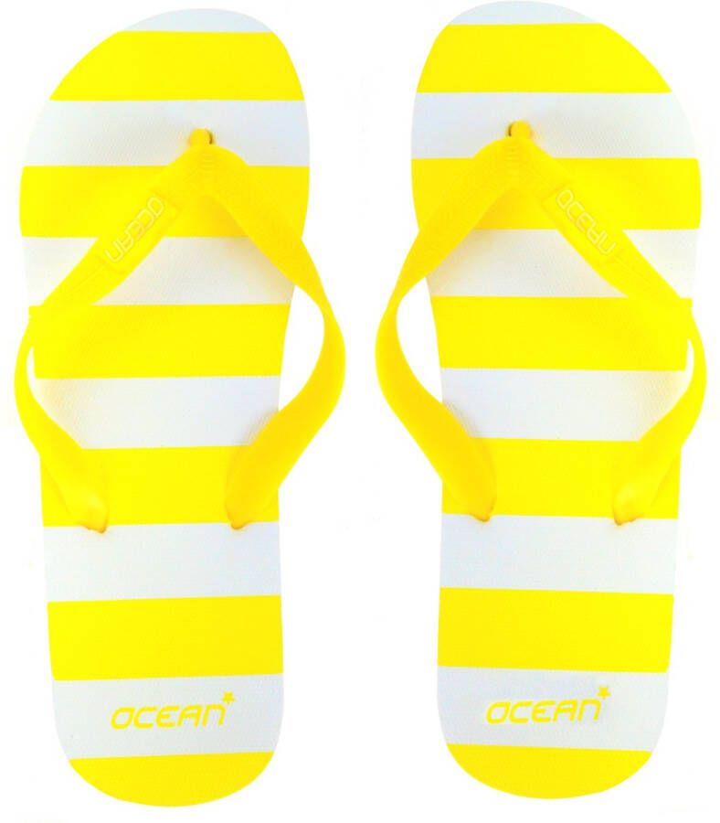 Ocean Streep slippers geel