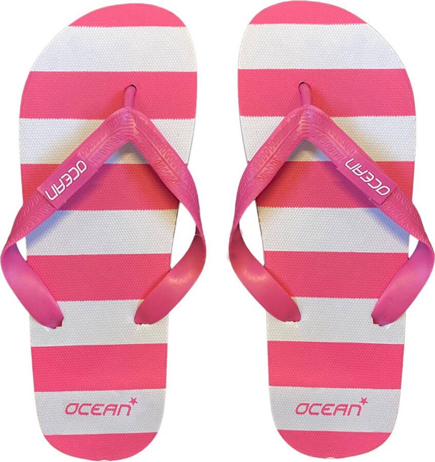 Ocean Streep slippers roze