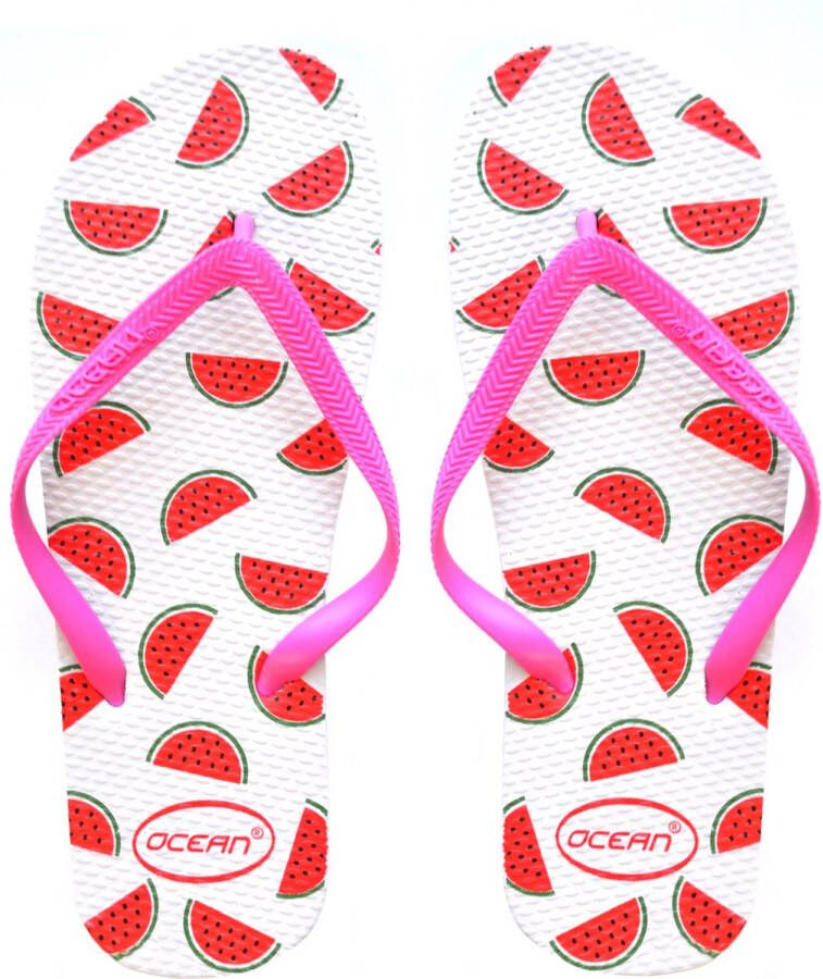 Ocean Watermeloen slippers wit