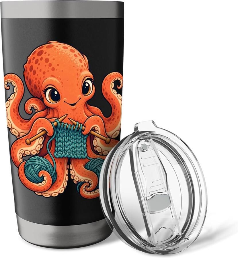 Octopus zeedieren dubbelwandige thermobeker