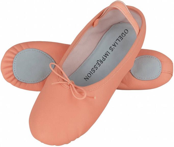 Odelia's Impression Leren balletschoen Roze buffelleer Witte suède binnenzool Gespleten suède zool dansschoenen meisjes dansschoen ballerina
