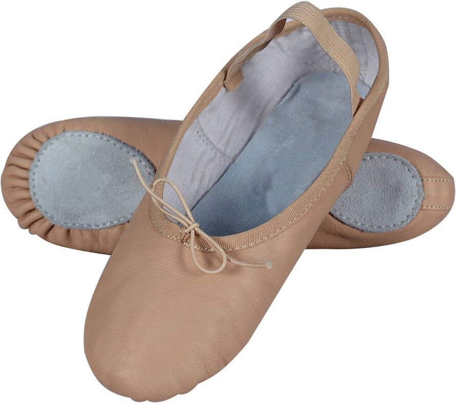 Odelia's Impression Leather Ballet Shoe Beige Color Buffalo Leather White Suede Insole Split Suede Sole