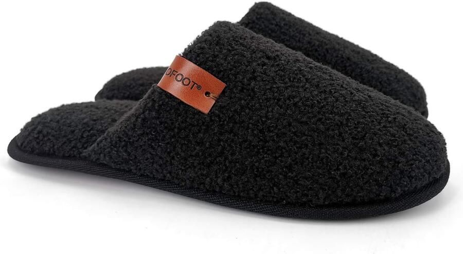 Ofoot Heren Pantoffels Warm Teddy Fleece met Geheugen)}. Schuim & Antislip