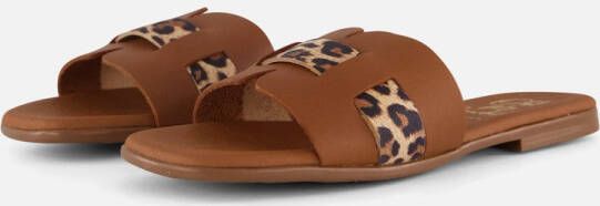 OH MY SANDALS Leopard Slippers goud Leer Dames