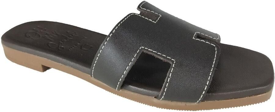 OH MY SANDALS 5810 donkerbruine dames slipper met zacht voetbed Bonne Shoe