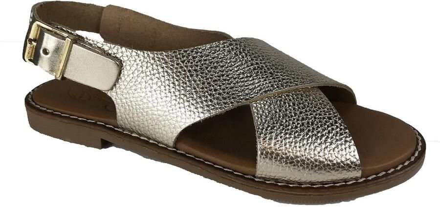OH MY SANDALS 5831 platinum platte sandaal met kruisband Bonne Shoe