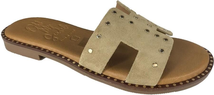 OH MY SANDALS 5840 camel suède slipper met studs Bonne Shoe