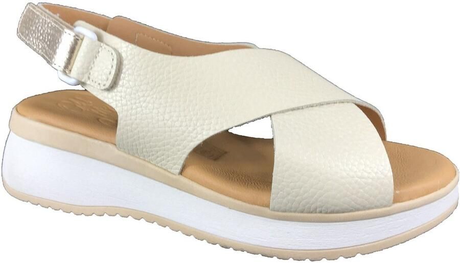 OH MY SANDALS 5943 beige dames sandaal met velcro Bonne Shoe