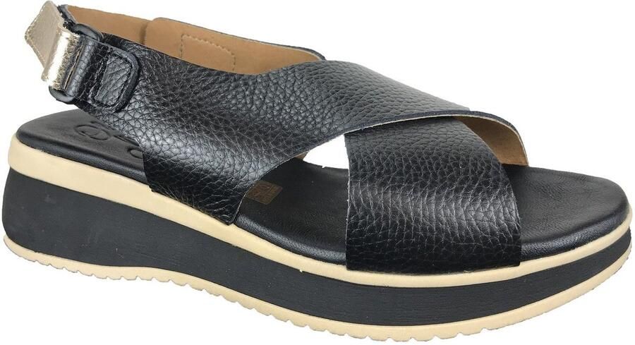 OH MY SANDALS 5943 zwarte dames sandaal met velcro Bonne Shoe