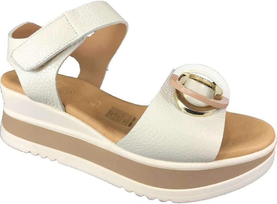 OH MY SANDALS 5974 beige plateausandaal met velcro Bonne Shoe