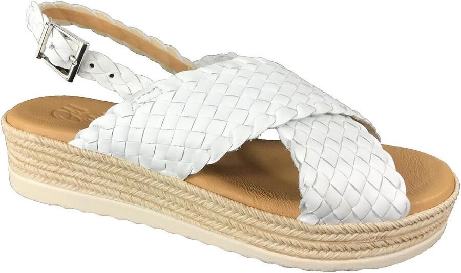 OH MY SANDALS 6019 witte plateau sandaal tressé Bonne Shoe