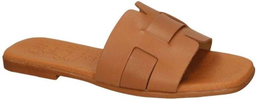 Oh! My sandals -Dames cogna caramel slippers & muiltjes