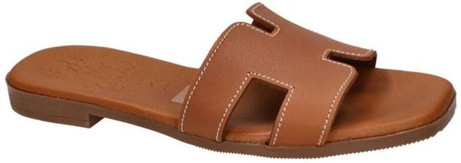 Oh! My sandals -Dames cogna caramel slippers & muiltjes