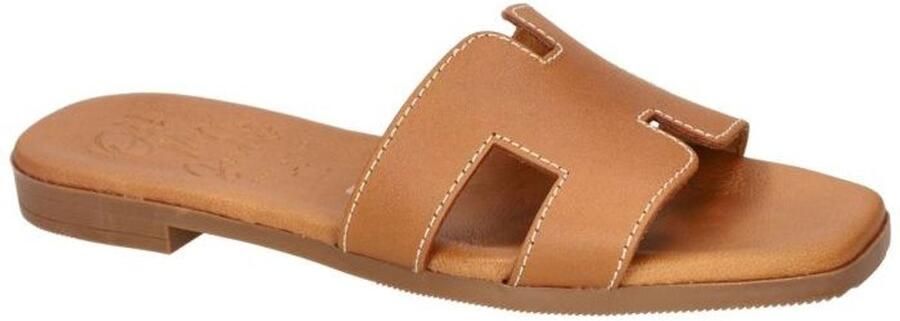 Oh! My sandals -Dames cogna caramel slippers & muiltjes