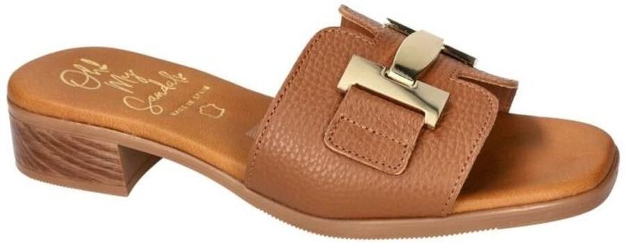 Oh! My sandals -Dames cogna caramel slippers & muiltjes
