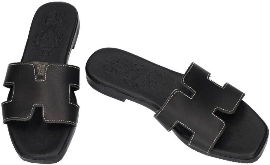 Oh! My sandals -Dames zwart slippers & muiltjes